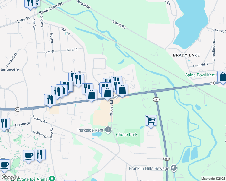 map of restaurants, bars, coffee shops, grocery stores, and more near 1841 Ashton Lane in Kent