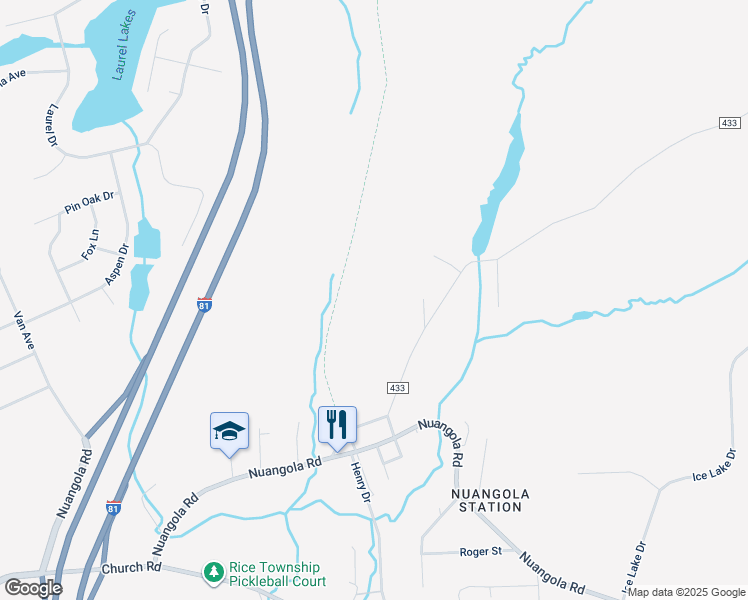 map of restaurants, bars, coffee shops, grocery stores, and more near Heslop Road in Mountain Top
