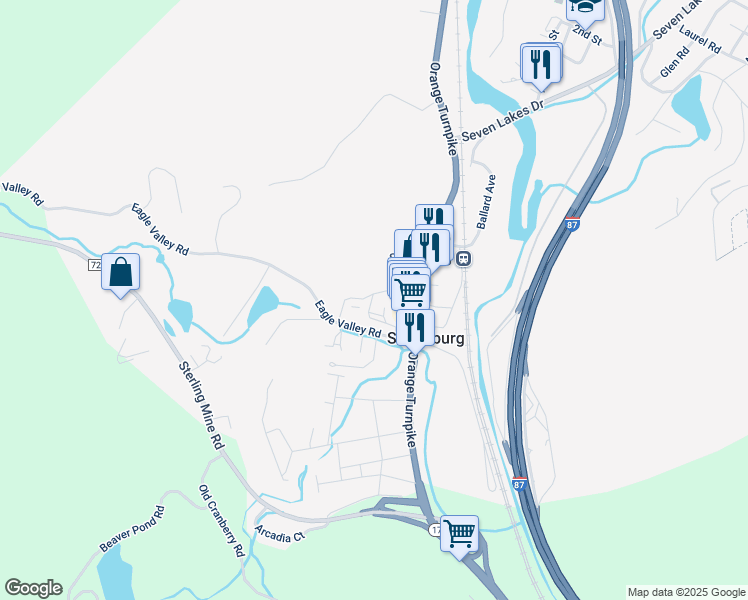 map of restaurants, bars, coffee shops, grocery stores, and more near 15 Liberty Rock Road in Sloatsburg