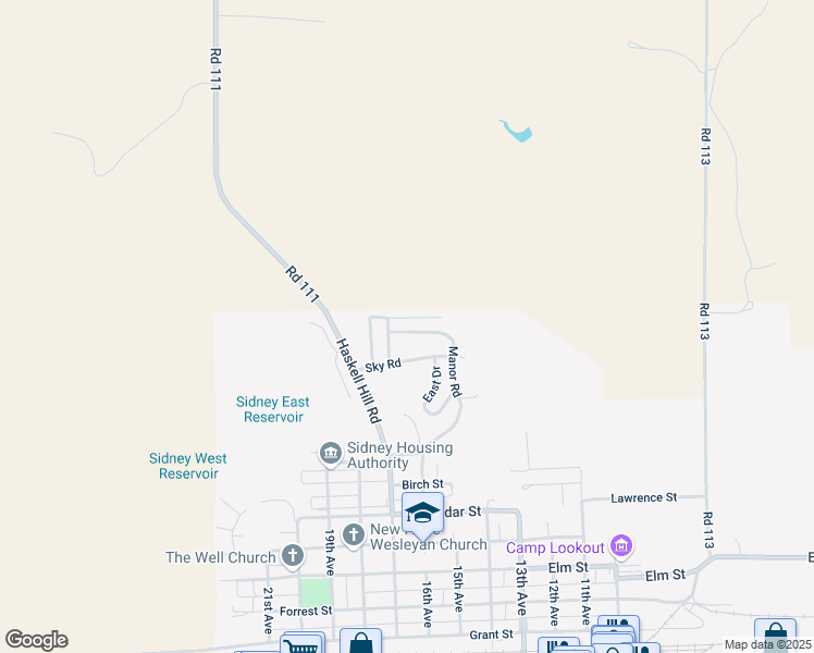 map of restaurants, bars, coffee shops, grocery stores, and more near 1501-1799 Manor Rd in Sidney