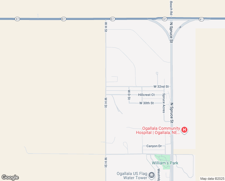 map of restaurants, bars, coffee shops, grocery stores, and more near 3-17 Northwestern Court in Ogallala