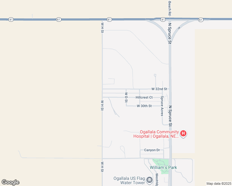 map of restaurants, bars, coffee shops, grocery stores, and more near 3-17 Northwestern Court in Ogallala