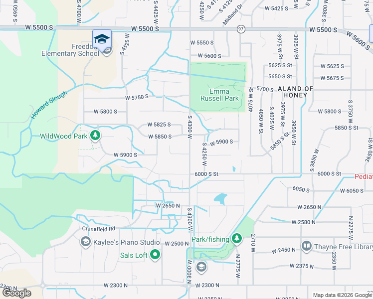 map of restaurants, bars, coffee shops, grocery stores, and more near 4312 West 5925 South in Hooper