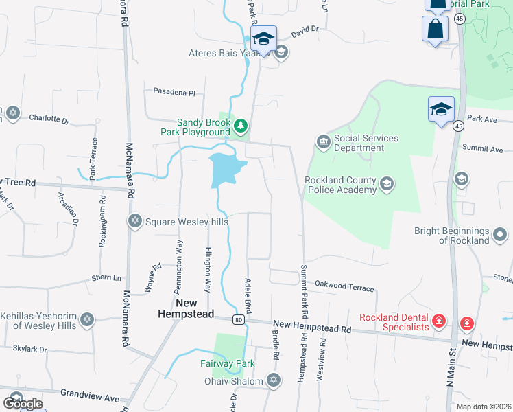 map of restaurants, bars, coffee shops, grocery stores, and more near 26 Adele Boulevard in Spring Valley