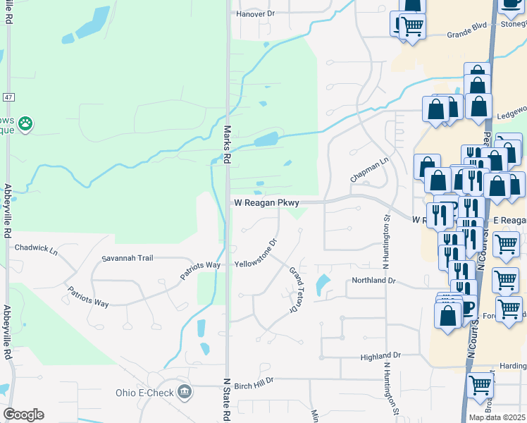 map of restaurants, bars, coffee shops, grocery stores, and more near 5260 Grand Canyon Drive in Medina