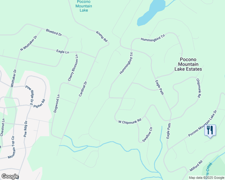map of restaurants, bars, coffee shops, grocery stores, and more near 371 Hummingbird Trail in Pocono Mountain Lake Estates