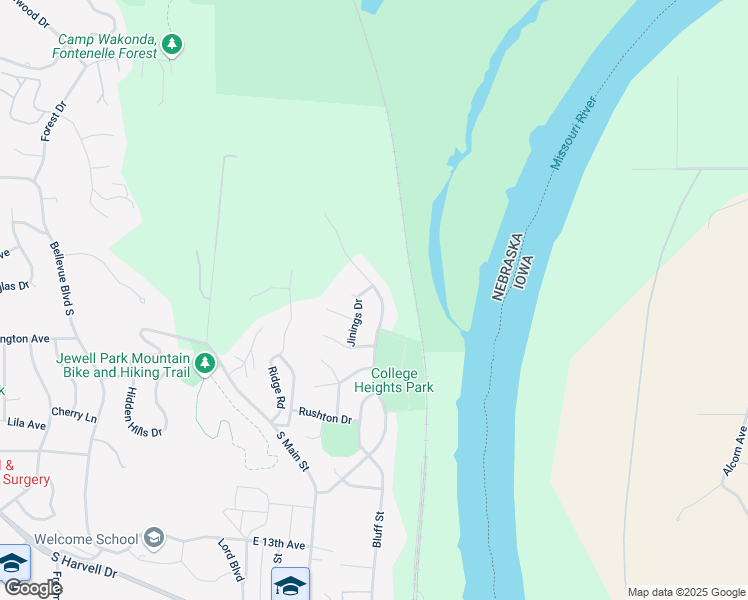 map of restaurants, bars, coffee shops, grocery stores, and more near 511 M M Kountze Memorial Drive in Bellevue