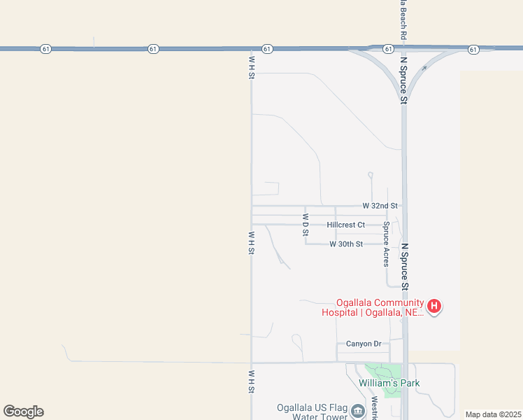 map of restaurants, bars, coffee shops, grocery stores, and more near 3 Northwestern Court in Ogallala