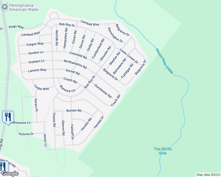 map of restaurants, bars, coffee shops, grocery stores, and more near 349 Coach Road in Tobyhanna