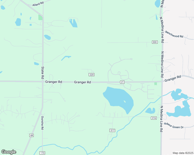map of restaurants, bars, coffee shops, grocery stores, and more near 302 Granger Road in Medina
