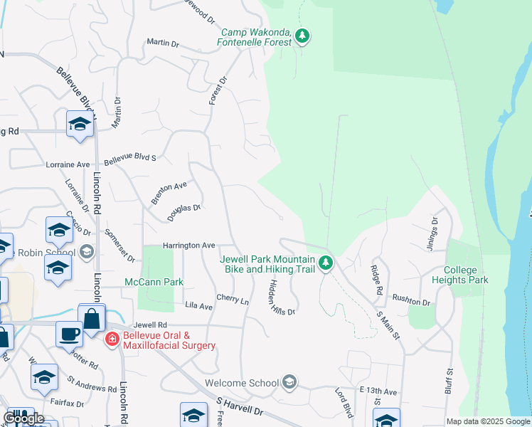 map of restaurants, bars, coffee shops, grocery stores, and more near 601 Dowding Court in Bellevue