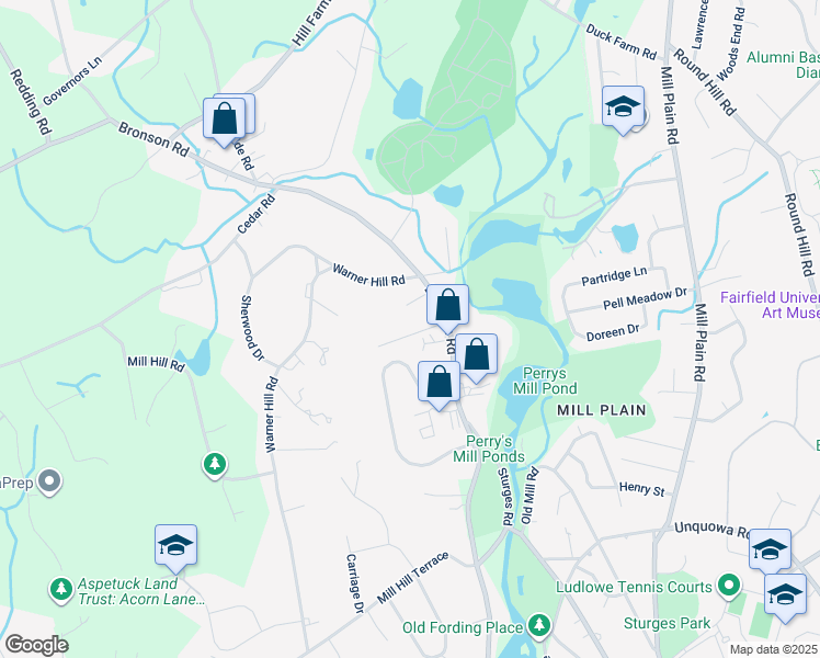 map of restaurants, bars, coffee shops, grocery stores, and more near 1327 Bronson Road in Fairfield