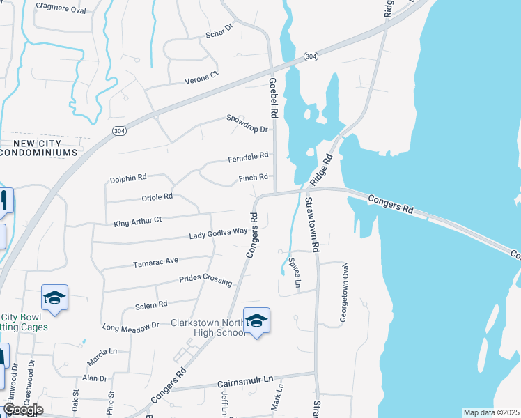 map of restaurants, bars, coffee shops, grocery stores, and more near 317 Congers Road in New City