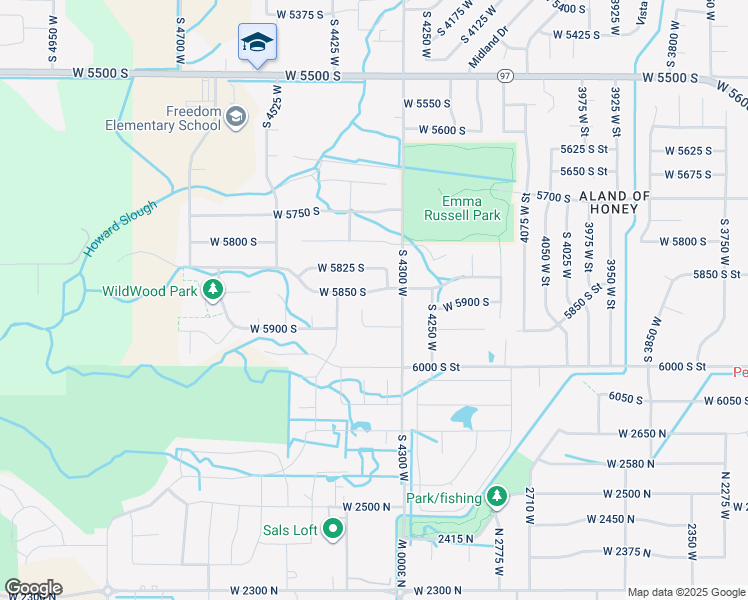 map of restaurants, bars, coffee shops, grocery stores, and more near 4336 West 5850 South in Hooper