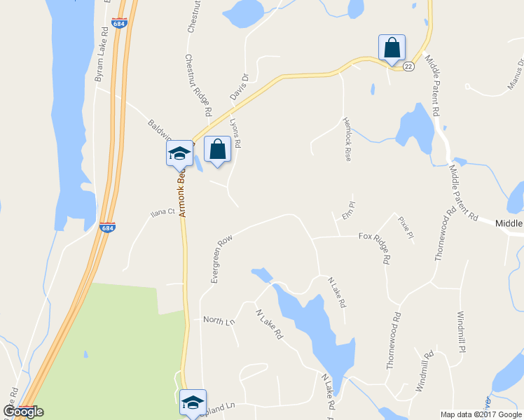 map of restaurants, bars, coffee shops, grocery stores, and more near 21 Evergreen Row in Westchester County