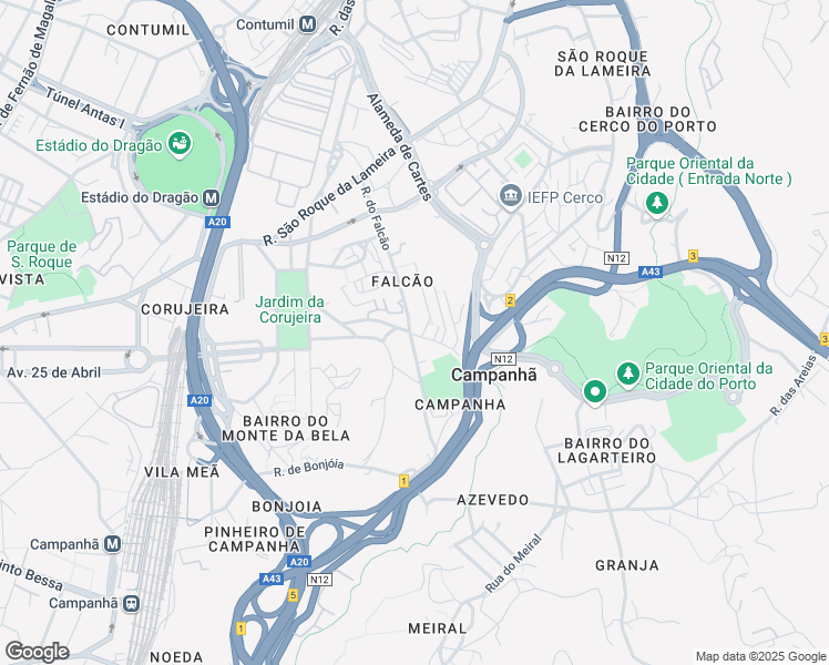 map of restaurants, bars, coffee shops, grocery stores, and more near 13 Rua Monte de Campanhã in Porto