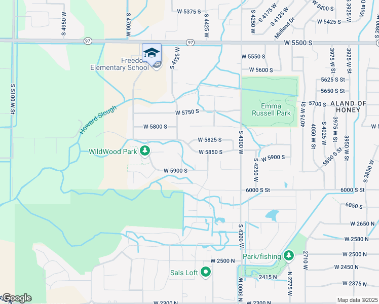 map of restaurants, bars, coffee shops, grocery stores, and more near 4467 West 5850 South in Hooper
