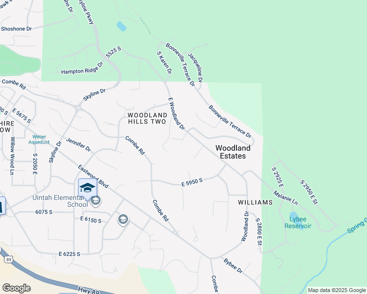 map of restaurants, bars, coffee shops, grocery stores, and more near 2531 Woodland Drive in Ogden