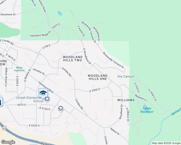 map of restaurants, bars, coffee shops, grocery stores, and more near 2531 Woodland Drive in Ogden