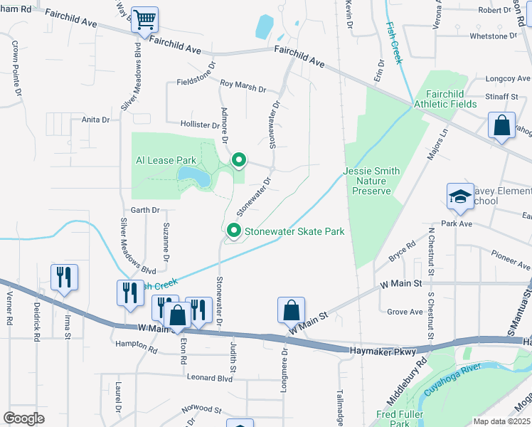 map of restaurants, bars, coffee shops, grocery stores, and more near 990 Wrens Hollow Cir in Kent