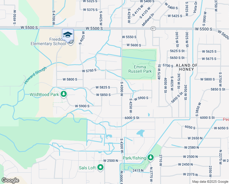 map of restaurants, bars, coffee shops, grocery stores, and more near 4336 West 5850 South in Hooper