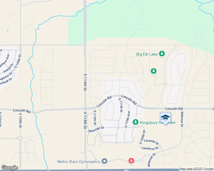map of restaurants, bars, coffee shops, grocery stores, and more near 10406 South 111th Avenue in Papillion