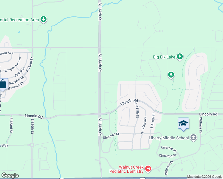 map of restaurants, bars, coffee shops, grocery stores, and more near 10420 South 112th Street in Papillion