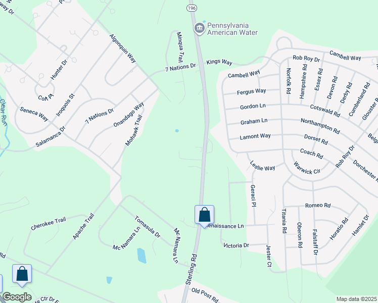 map of restaurants, bars, coffee shops, grocery stores, and more near 112 Ewe Lane in Tobyhanna