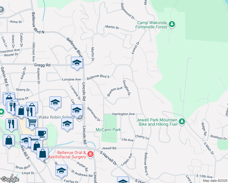 map of restaurants, bars, coffee shops, grocery stores, and more near 910 Brenton Avenue in Bellevue
