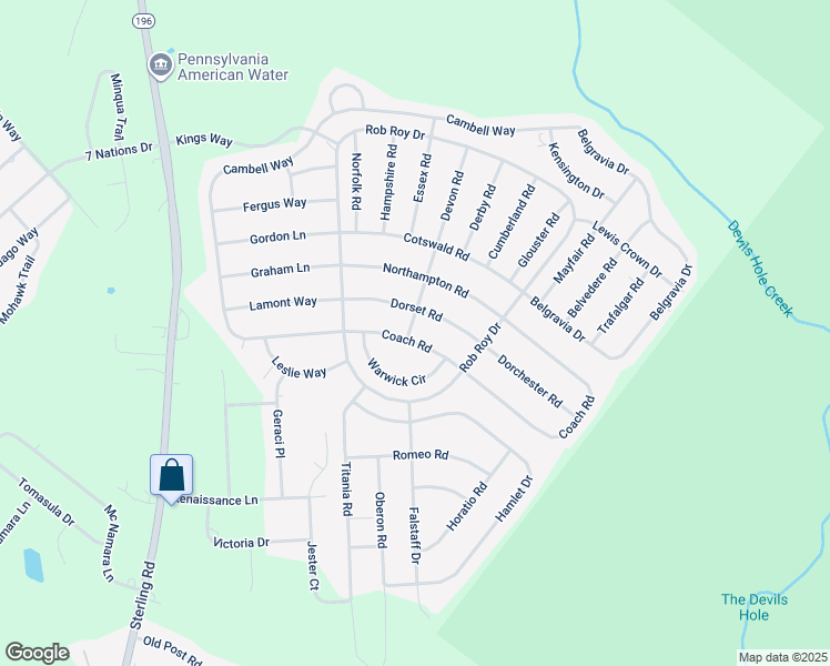 map of restaurants, bars, coffee shops, grocery stores, and more near 4187 Devon Drive in Tobyhanna