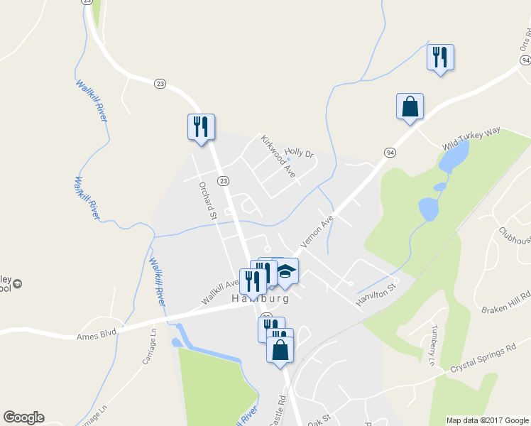 map of restaurants, bars, coffee shops, grocery stores, and more near 51 Winding Brook Road in Hamburg