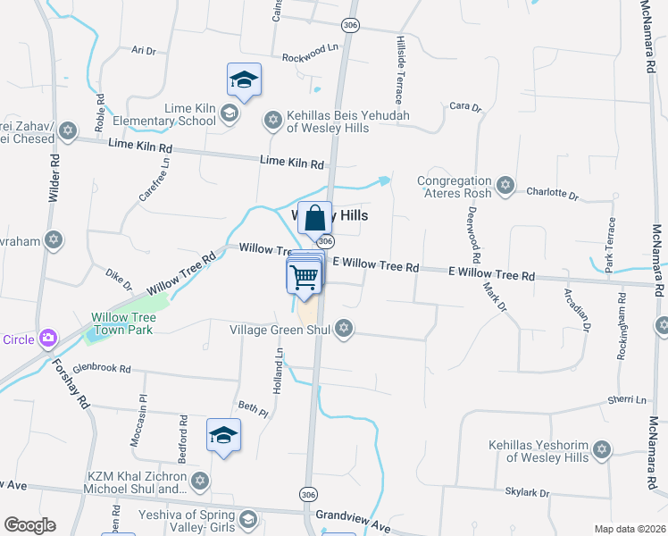map of restaurants, bars, coffee shops, grocery stores, and more near 1 Greg Sikorsky Lane in Wesley Hills