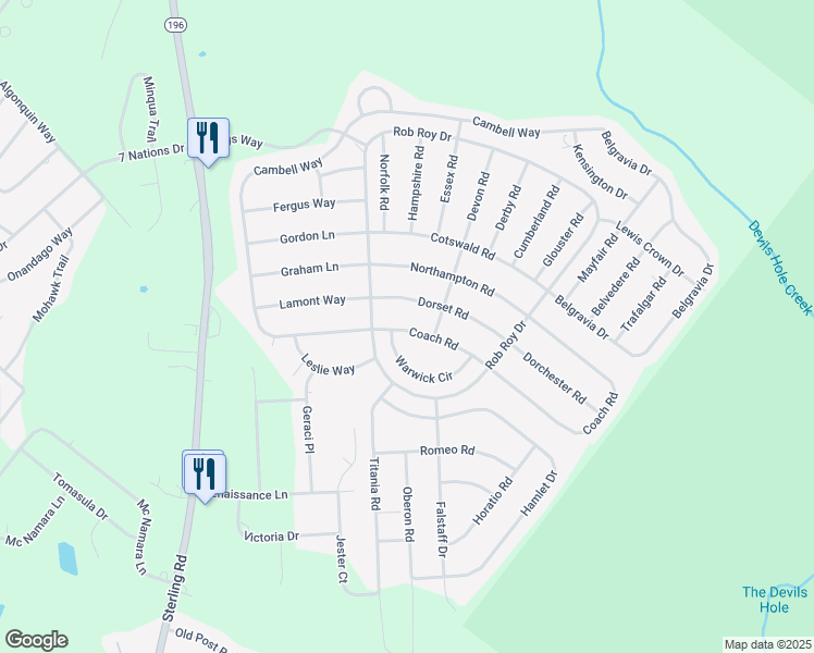 map of restaurants, bars, coffee shops, grocery stores, and more near 217 Coach Road in Tobyhanna