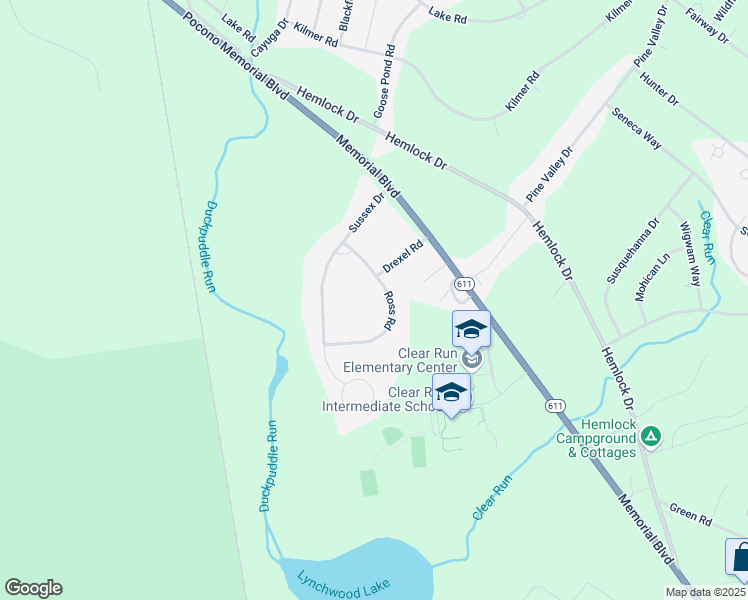 map of restaurants, bars, coffee shops, grocery stores, and more near 3336 Ross Road in Tobyhanna