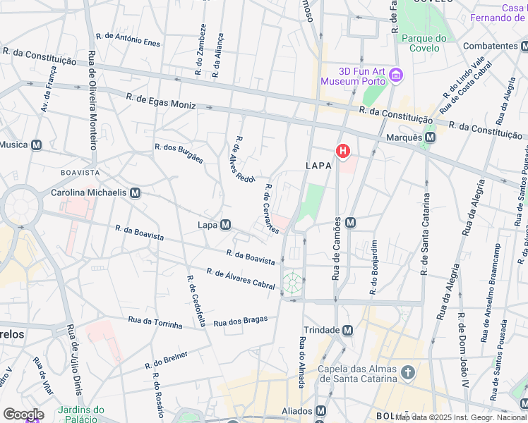 map of restaurants, bars, coffee shops, grocery stores, and more near 169 Rua de Cervantes in Porto