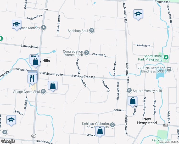 map of restaurants, bars, coffee shops, grocery stores, and more near 4 Rochelle Lane in Spring Valley
