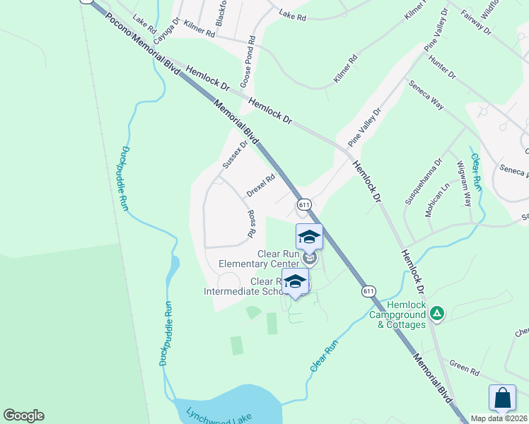 map of restaurants, bars, coffee shops, grocery stores, and more near 706 Ross Road in Tobyhanna