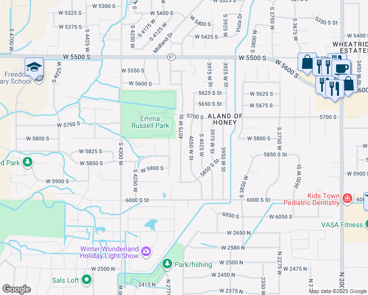 map of restaurants, bars, coffee shops, grocery stores, and more near 5778 S 4075 W in Roy