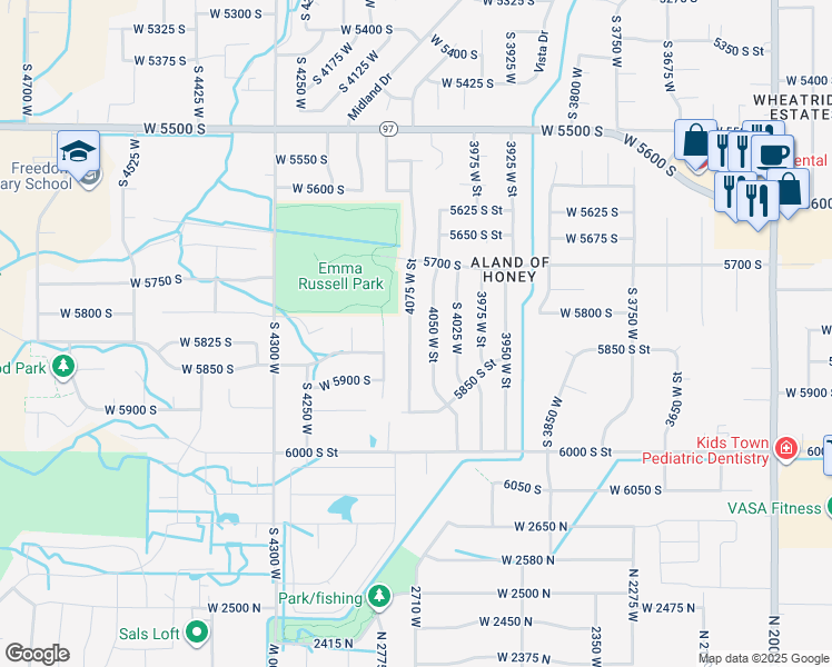 map of restaurants, bars, coffee shops, grocery stores, and more near 5778 S 4075 W in Roy