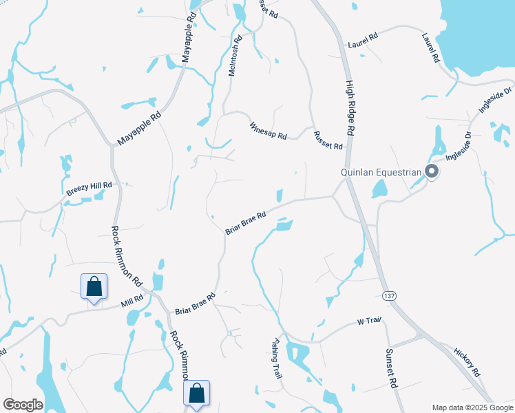 map of restaurants, bars, coffee shops, grocery stores, and more near 131 Briar Brae Road in Stamford
