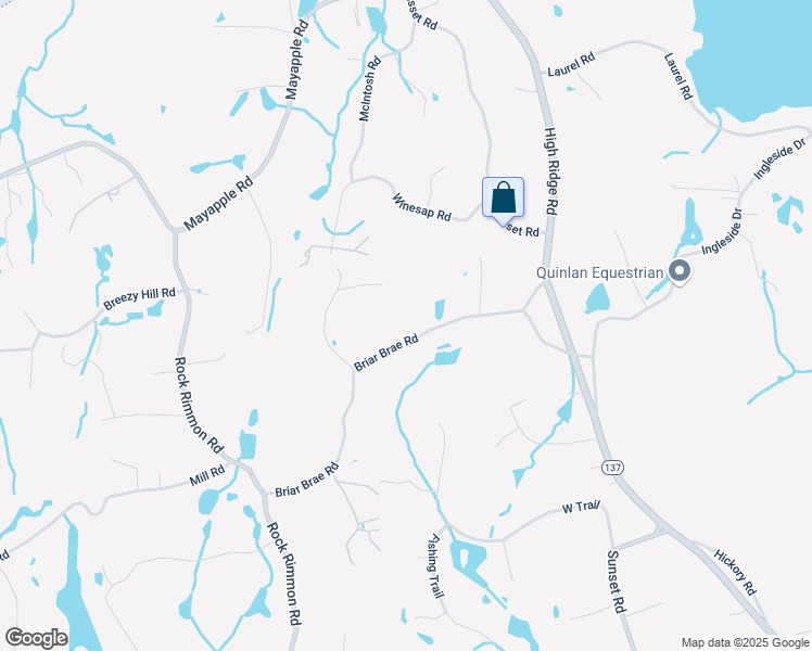 map of restaurants, bars, coffee shops, grocery stores, and more near 131 Briar Brae Road in Stamford