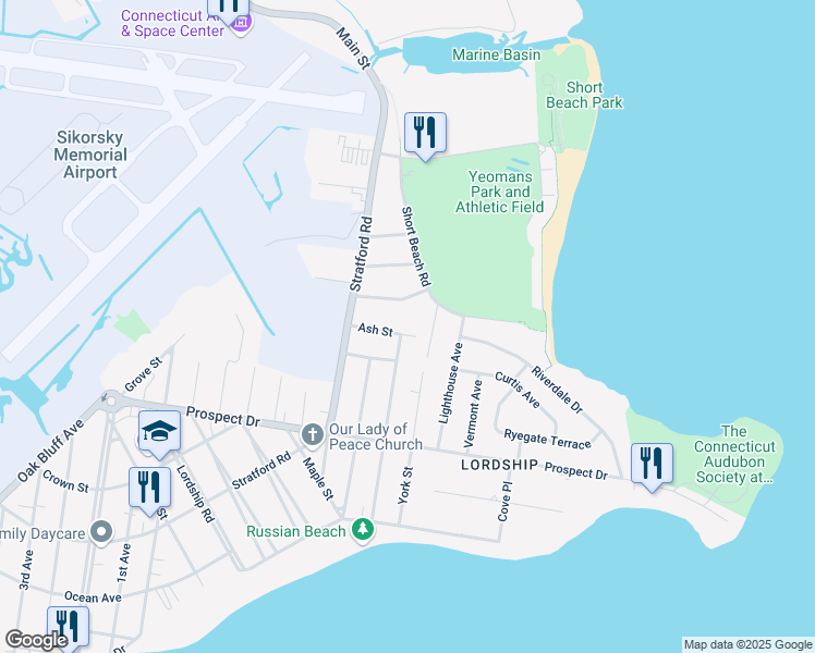 map of restaurants, bars, coffee shops, grocery stores, and more near 95 Maureen Street in Stratford