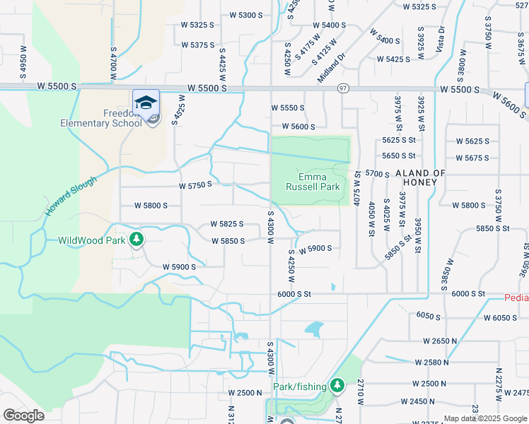 map of restaurants, bars, coffee shops, grocery stores, and more near 4340 5775 South in Hooper
