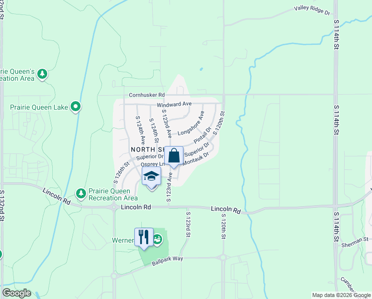 map of restaurants, bars, coffee shops, grocery stores, and more near 12211 Pintail Drive in Papillion