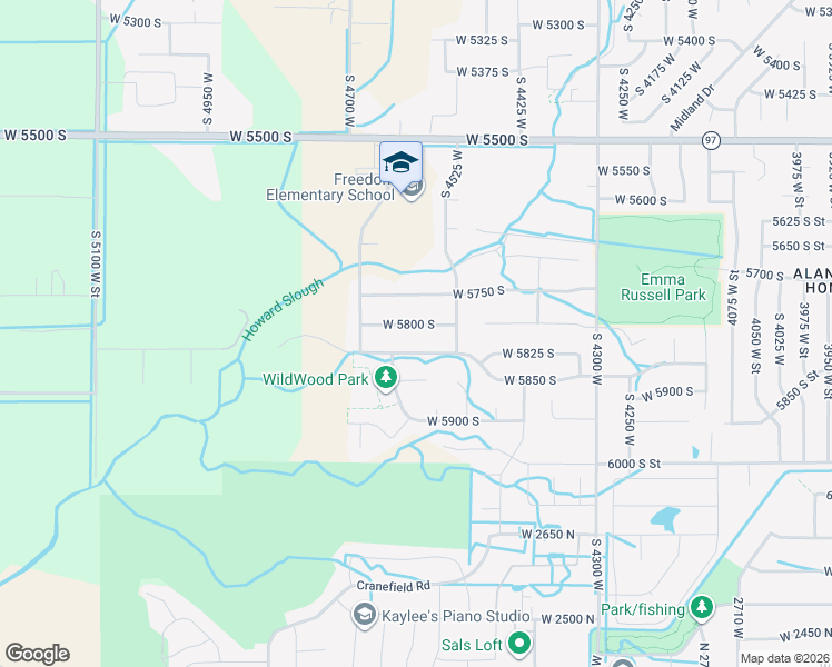 map of restaurants, bars, coffee shops, grocery stores, and more near 4587 West 5800 South in Hooper