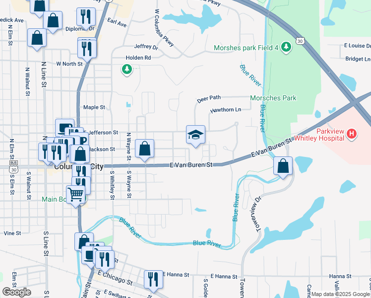 map of restaurants, bars, coffee shops, grocery stores, and more near 700 East Jackson Street in Columbia City