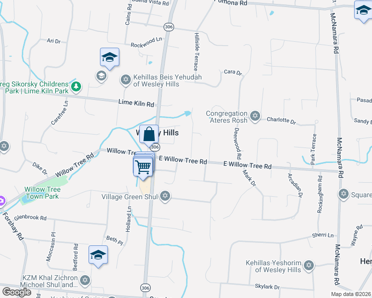 map of restaurants, bars, coffee shops, grocery stores, and more near 3 Marisa Drive in Spring Valley