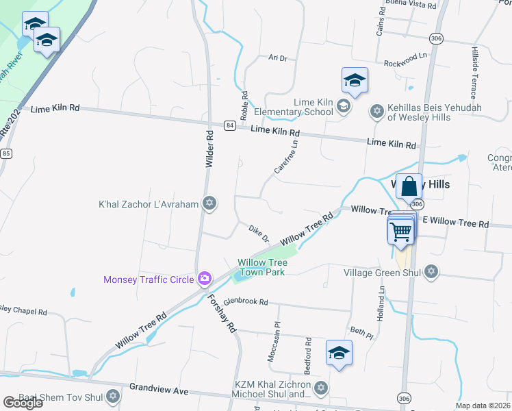 map of restaurants, bars, coffee shops, grocery stores, and more near 2 Roven Road in Monsey