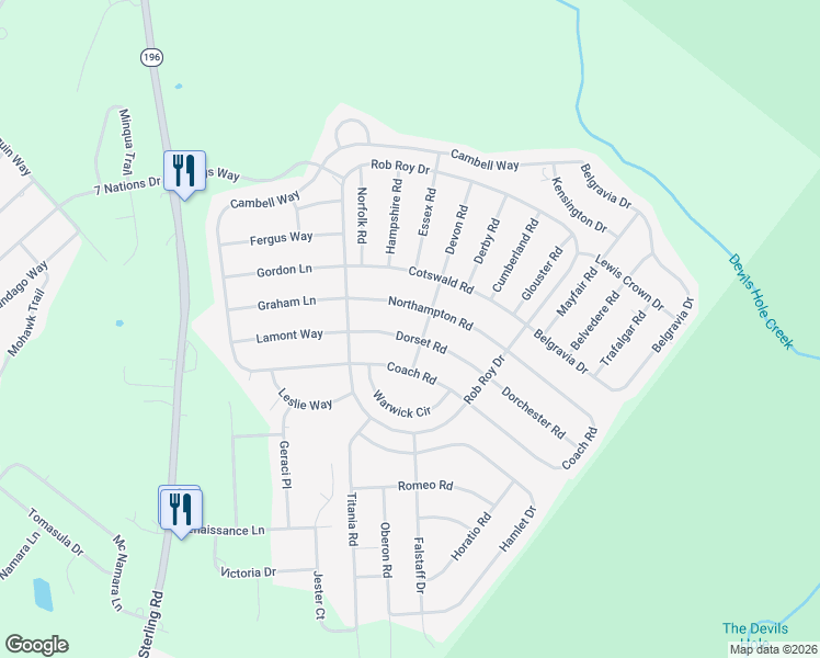 map of restaurants, bars, coffee shops, grocery stores, and more near 2918 Northampton Road in Tobyhanna
