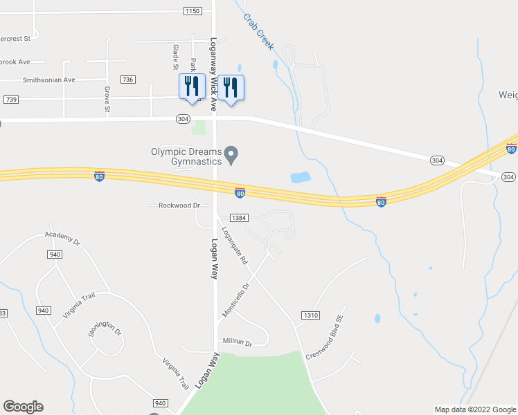 map of restaurants, bars, coffee shops, grocery stores, and more near 4108 Monticello Boulevard in Youngstown